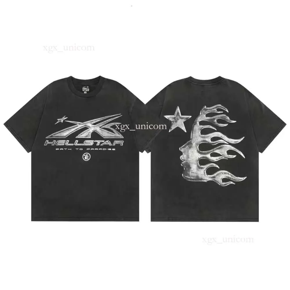 Nya Hellstar -skjortor män designer t shirt tees sommar casual rund nack mode brev utskrift mens ren bomullsälskare män kvinna kort ärm topp d9