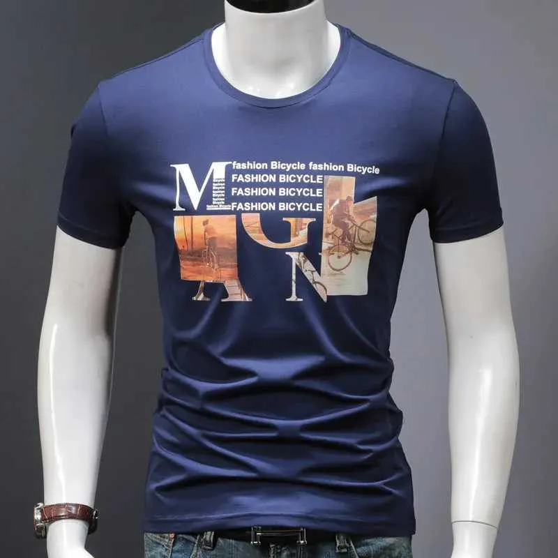 Męskie koszulki Modna rowerowa graficzna koszulka Męskie bawełniane Elastyczne Slim Fit T-shirt z nadrukiem Oversifed T-shirt o krótkim rękawie J240221