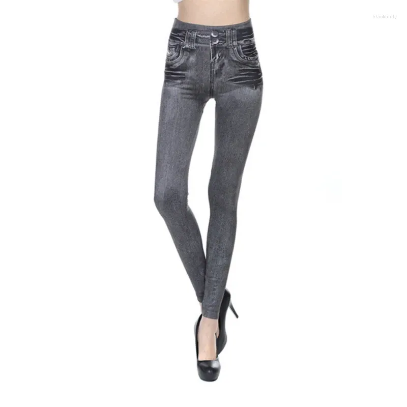 Leggings femininas mulheres 2024 moda faux denim jeans sexy longo bolso leggins verão casual calça lápis