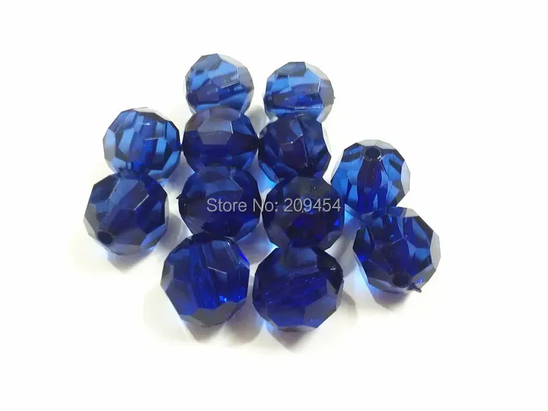 Beads (Choose Size First) 10mm/12mm/14mm/16mm/18mm/20 Dark Blue / Navy Blue Transparent Big Faceted Acrylic Beads