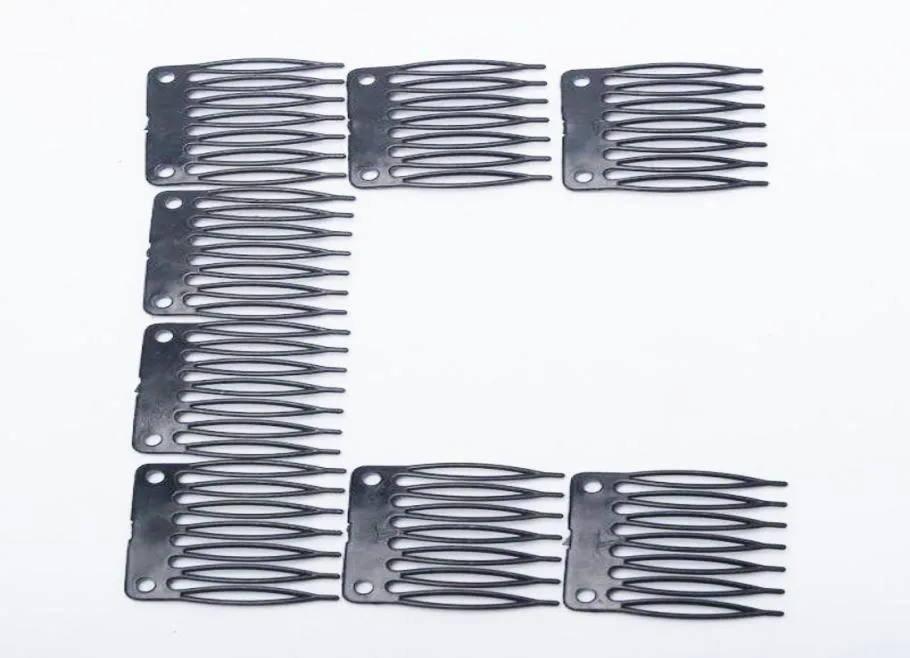 Whole 100pcs Wig Combs For Wig Making Combs hair extensions tools combs Clips with 7teeth For Wig Cap7098191