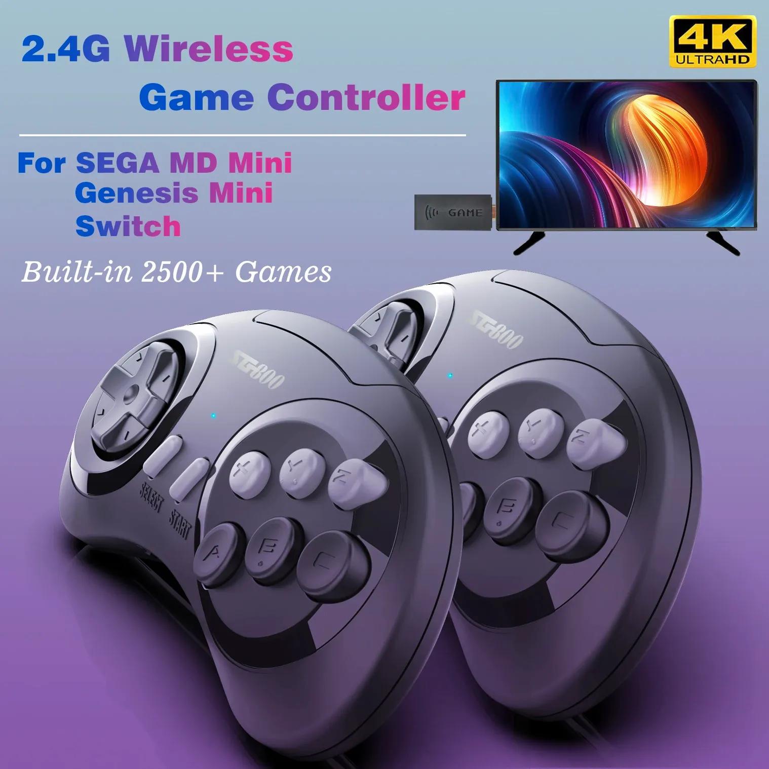 Konsoler 2.4G 16bit trådlös HD -utgång 4K Plugplay Mini TV -videospel Stick Pocket Handheld Console Electronics Station Classics Retro