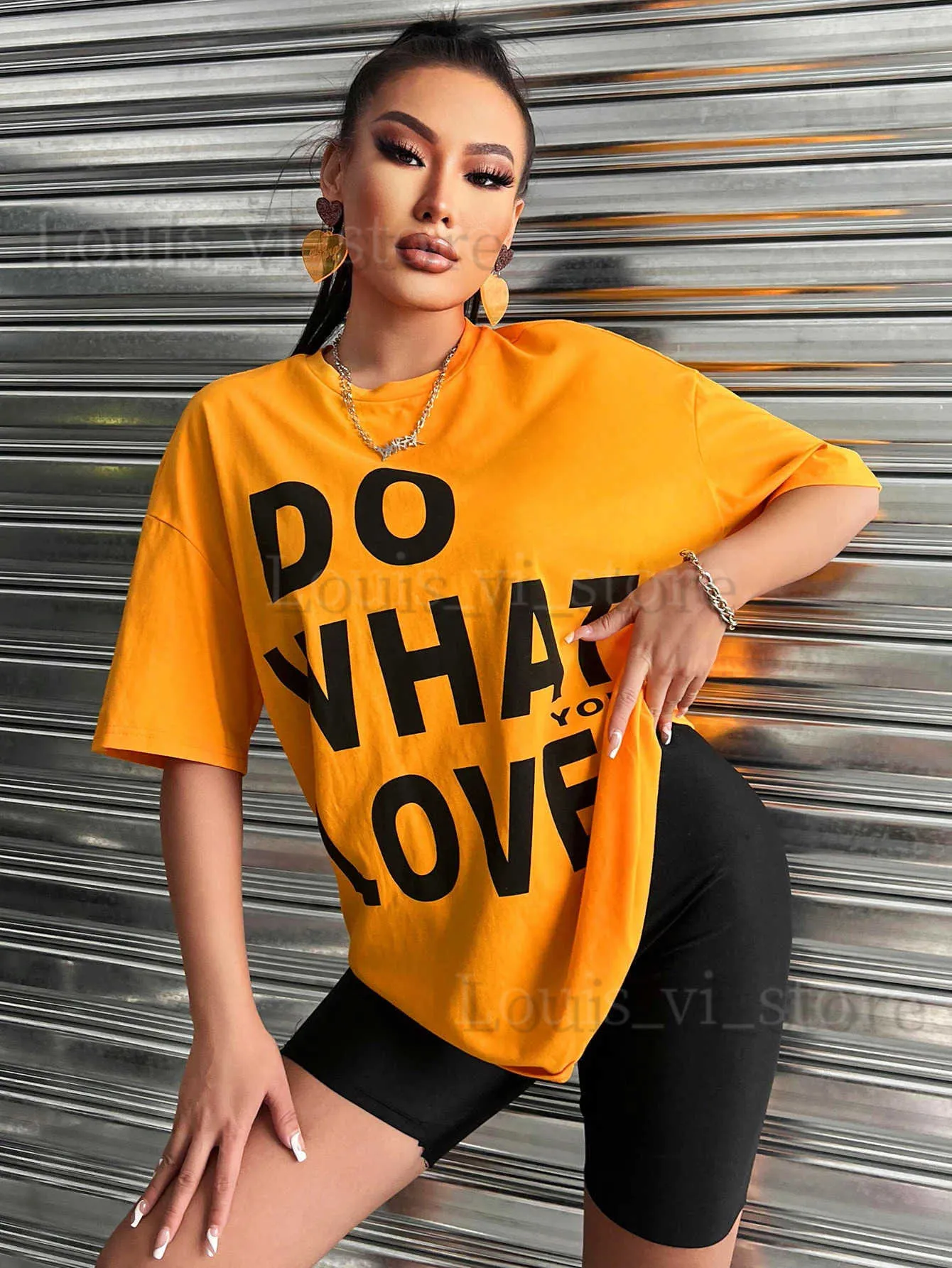 Women's T-Shirt Do What You Love Letter Style Print T-Shirts Women Fashion Hip Hop Streetwear Cotton Oversize Short Sleeve O-Neck Soft Clothing T240221