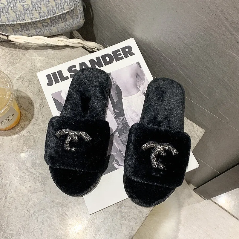 2024 moda feminina slides inverno fofo chinelos peludos quente confortável fuzzy menina flip flops tamanho 36-42