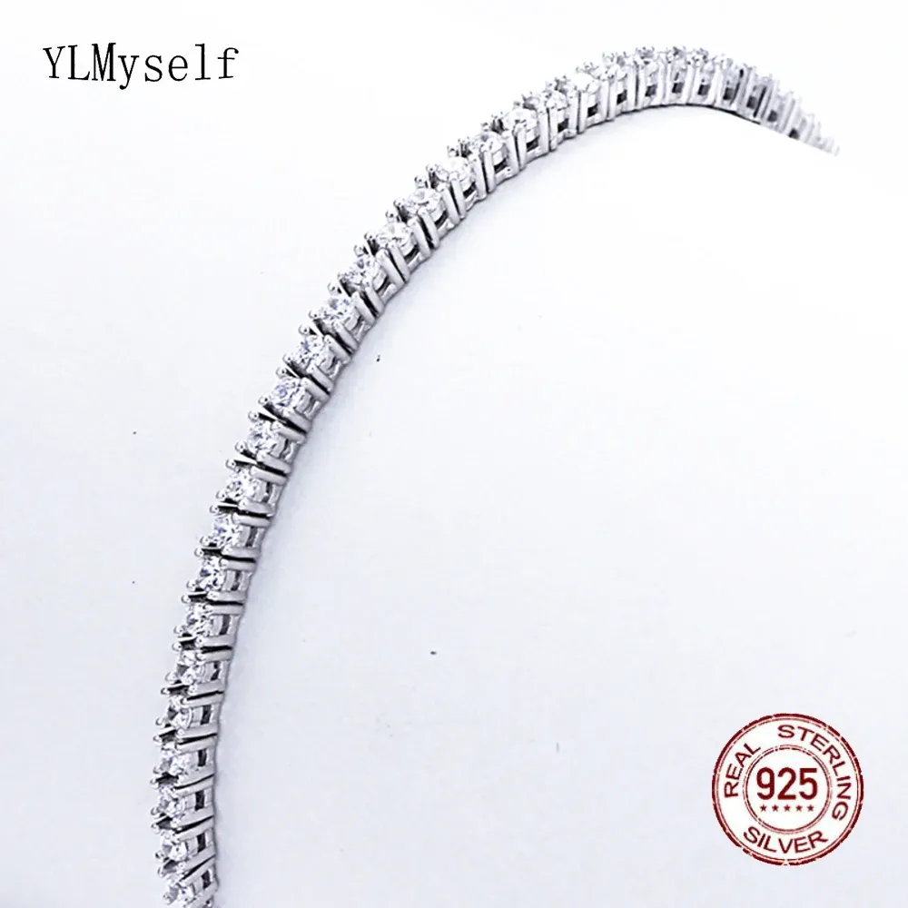 Bangles Pure 925 Silver Sieraden 1521 cm Tennis Bracelet 2mm Zirconia Anniversary Gift Real Sterling Silver Bangle armbanden