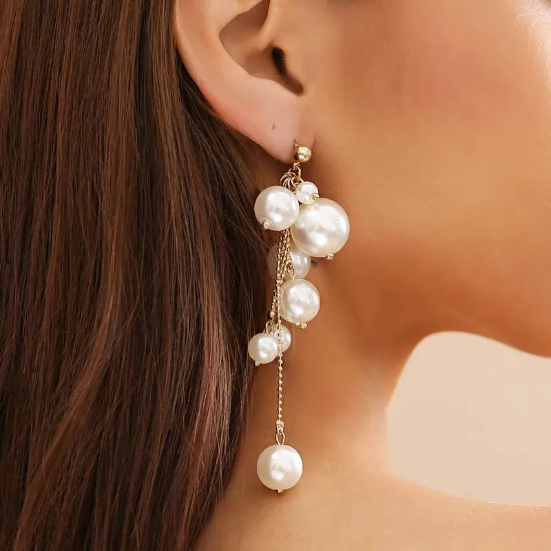 Boucles d'oreilles DIEZI à la mode perles géométriques mode doux Cool Imitation perle gland pour les femmes cadeau bijoux oreille
