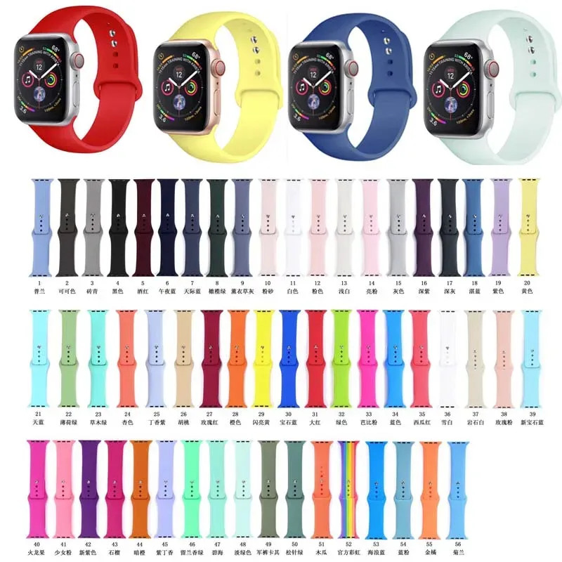 Chain 50PCS For Apple Watch band 41mm 45mm 38mm 40mm 42mm 44mm Silicone Strap For iwatch S7 SE/6/5/3/2/1 Soft band