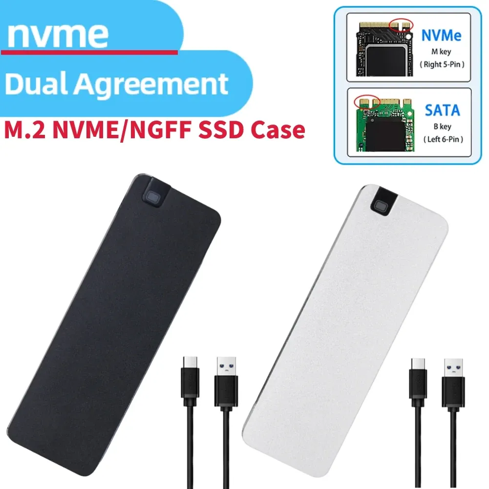 Lådor M.2 NVME/NGFF SSD -fall Solid State Drive -kapsling USB 3.2 Gen2 SSD -kapsling Metall SSD -fall 10Gbps för 2230 2242 2260 2280 SSD