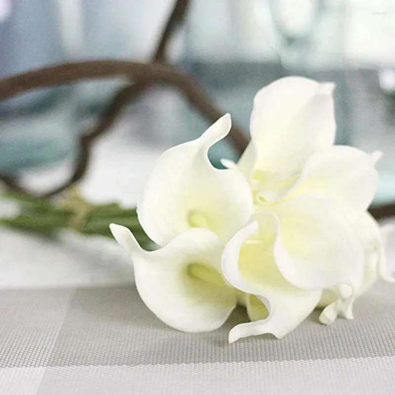 Dekoratif Çiçekler 10 PCS Sahte Calla Lily Diy Çiçek Zarif Düğün Dekorasyon Mini Yapay Çiçek Taşınabilir Çevre Dostu Hafif Hafif