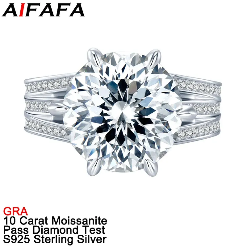Pierścienie Prawdziwe 10 karatów D Color Moissanite Pierścienie Najwyższej klasy biały zielony Moissanita Lab Diamond Cleate S925 Srebrna biżuteria ślubna