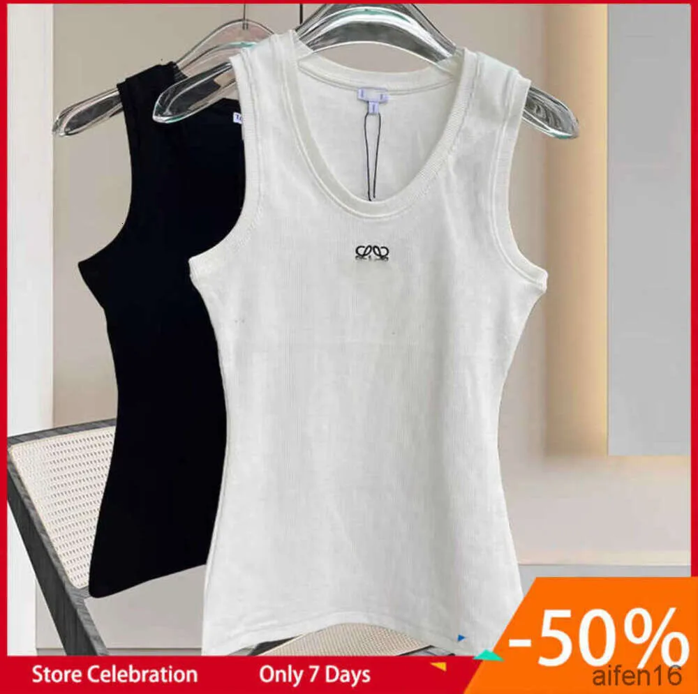 Damen Tanktop LOWE Kleidung Strick Top Designer Stickerei Strickweste ärmellos atmungsaktiv Sport Baumwolle Das gleiche Modell für Internet-Prominente