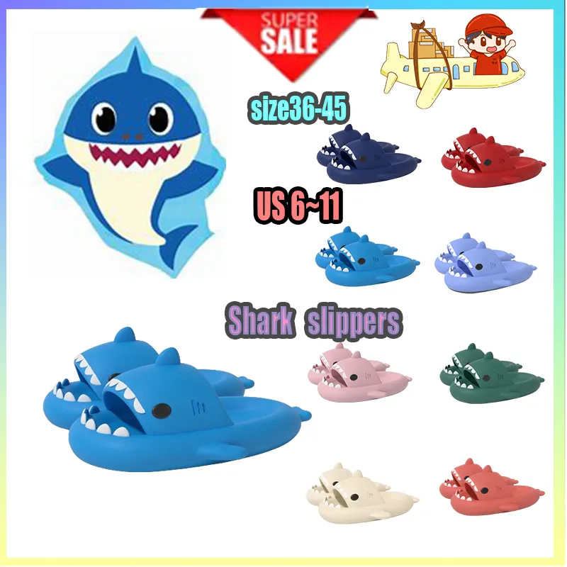 Designer Casual Platform Shark Slides tofflor Män Kvinna Anti Rainbow Fashion Slip Wear-Resistent Light Weight Breattable Low Cut Super Soft Sandals Size35-47