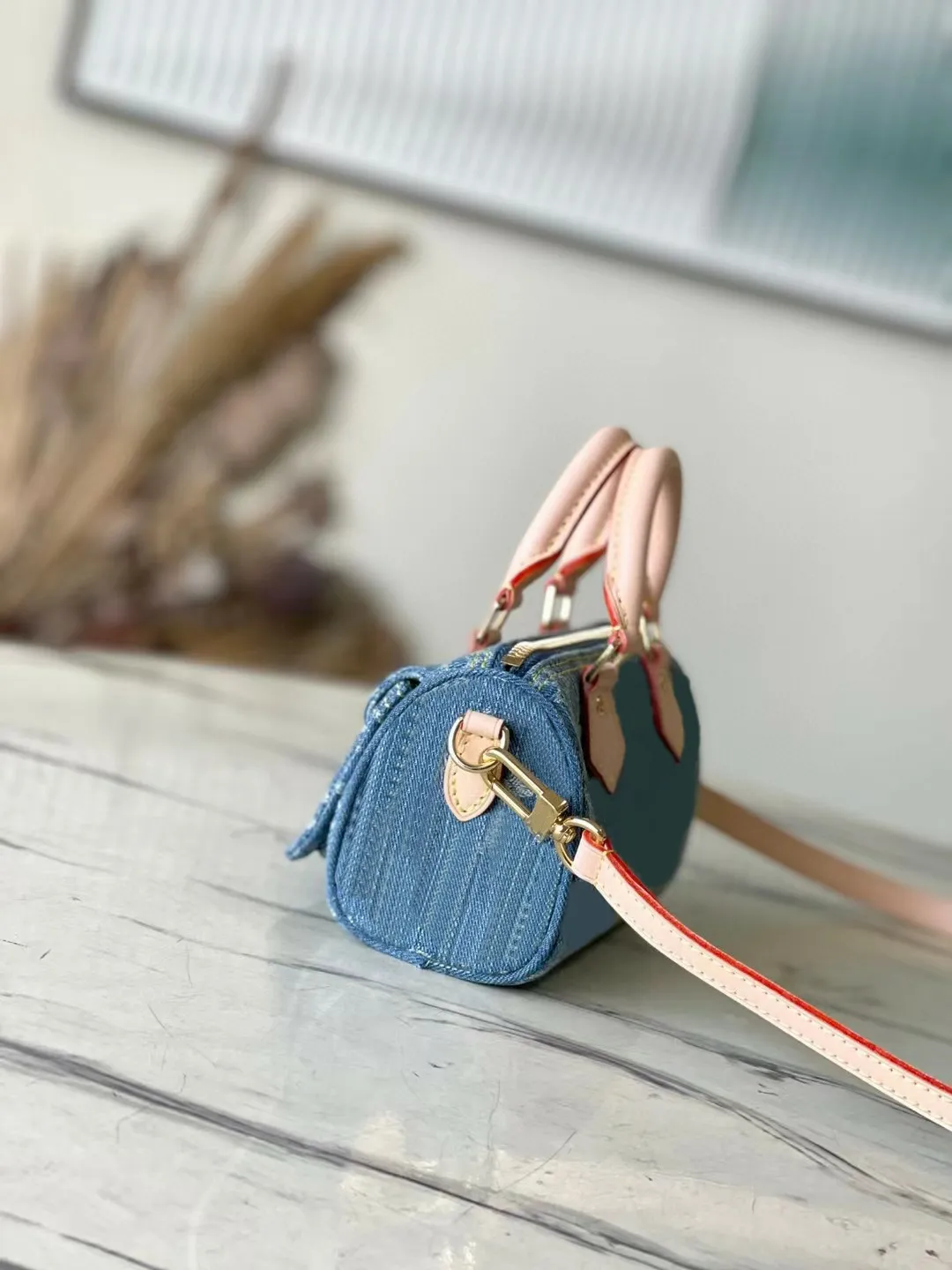 Quality Designer Nano Speedy Blue Denim Handbags Letter And Floral Embroidery Tote Bags Leather Top Handle Boston Bags Gold Hardware Clip Front Pocket Shoulder Bags From 217 72 DHgate
