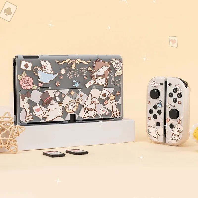 Bulbs Rabbit Nintendo Switch Case di protezione OLED KAWAII PC HARD COPERTURA MATTE GIOCHCON CONTROLLER GIOCO SWORTS OLED Accessori OLED