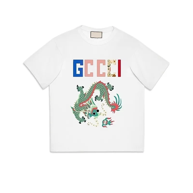 2024 Nouveau designer à manches courtes imprimé dragon peint à la main GGity T-shirt de marque T-shirt de luxe à manches courtes printemps et été T-shirts tendance pour femmes et hommes