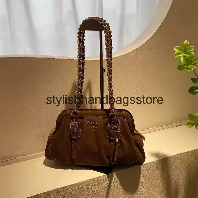 Bolsas de ombro 2023 na moda retro mulheres totes luxo designer brused camurça senhoras andbag internet ot vendendo soulder grande capacidade bolsash24221