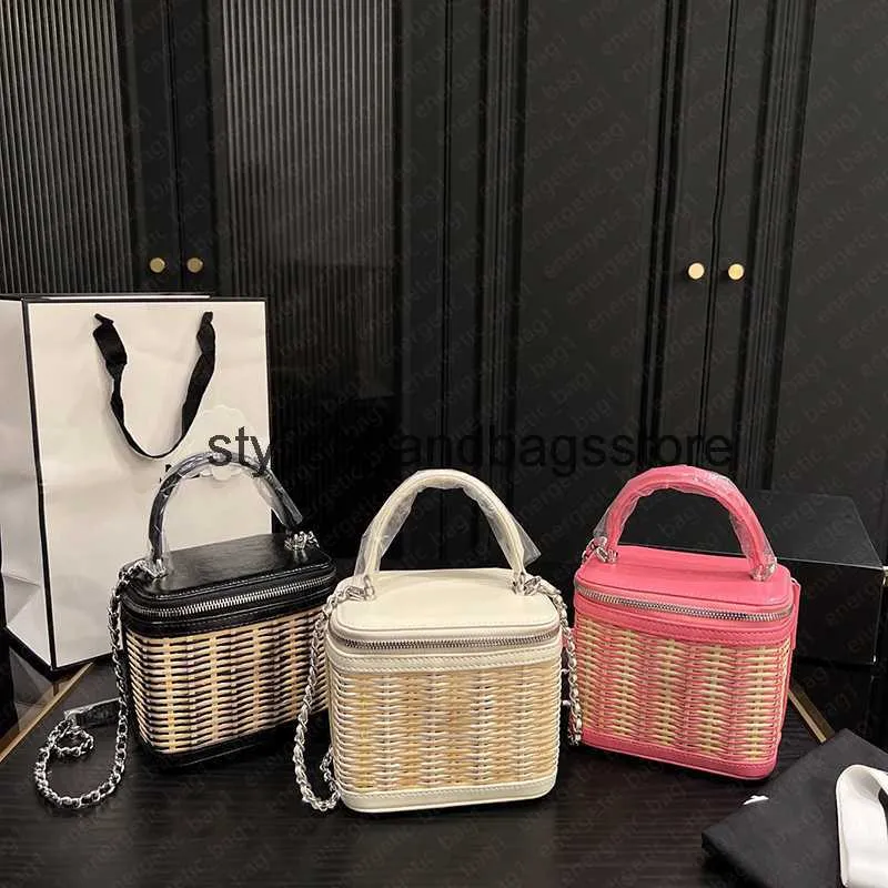Shoulder Bags Mini Tote Pink Beac Designer Luxury Straw Cain ig Quality Women Crossbody Classic Knied Bag Lady Box Fasion andbagH24221