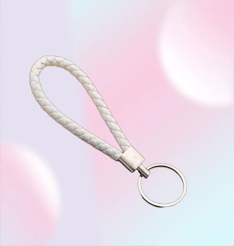 Porte-clés en cuir PU tressé en corde tissée, pendentif de sac, porte-clés de voiture, bibelot, cadeau pour hommes et femmes, bijoux 5659974