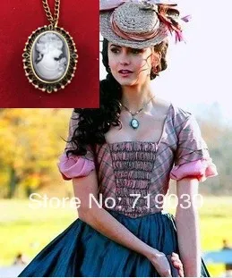 Necklaces wholesale 20pcs/lot Vampire Diaries Katherine's Cameo Pocket watch necklace movie jewelry,original factory supply