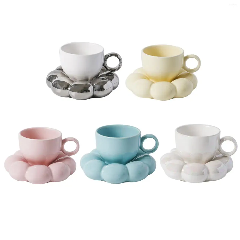 Tazze Piattini Tazza da caffè in ceramica e sottobicchiere con manico Antiscivolo Squisito Po Prop Semplice e moderno per bere