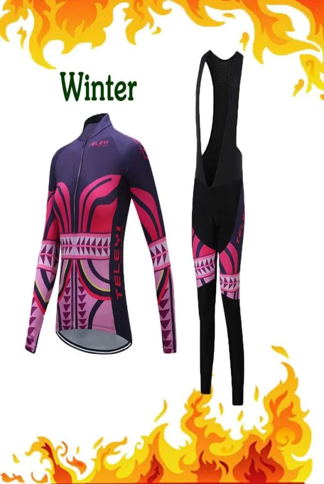 Maglia da ciclismo Set Bicicletta da strada Abbigliamento MTB Donna Abbigliamento da bici Kit in pile termico invernale Salopette Pantalone Abbigliamento da triathlon Maillot1710346