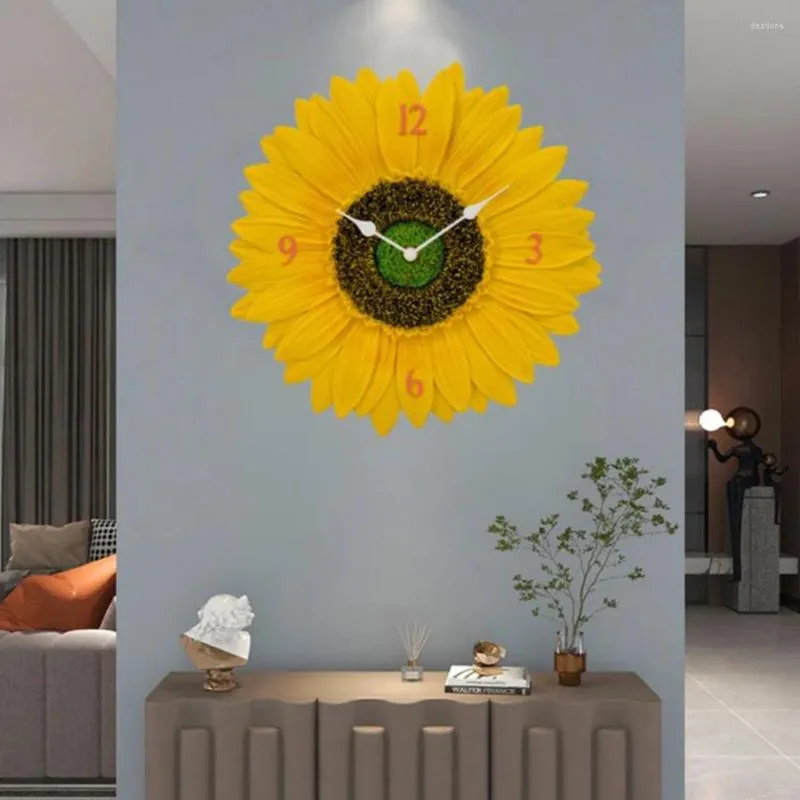 Duvar Saatleri Ayçiçeği Dış Mekan Su Geçirmez Ev Saati Oturma Odası Dekorasyonu Minimalist Yuvarlak