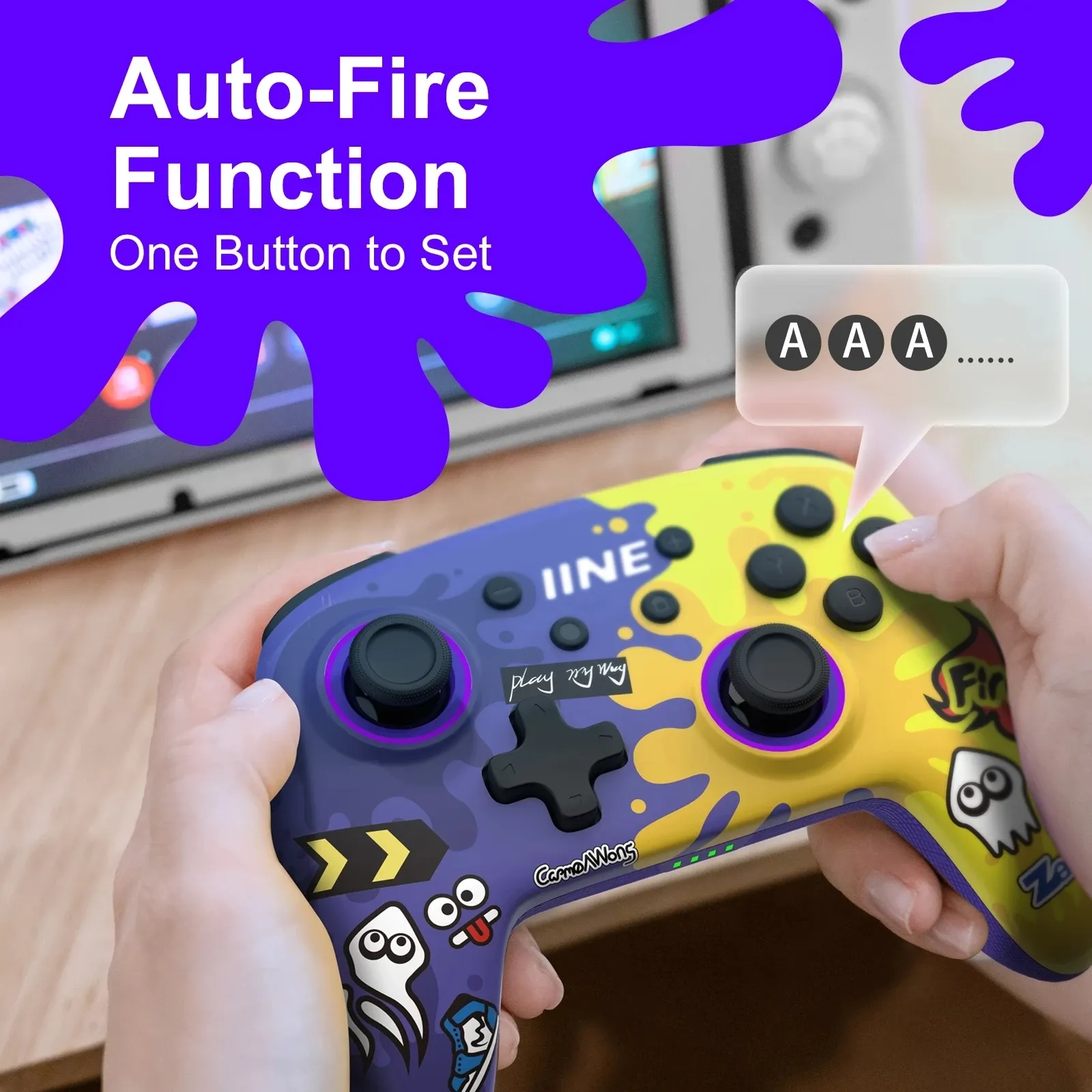 GamePads Hot Iine Splatoon Эксклюзивный беспроводной контроллер Wake Up Поддержка NFC Amiibo, совместимый с Switch/Switch Lite/Switch OLED GamePad