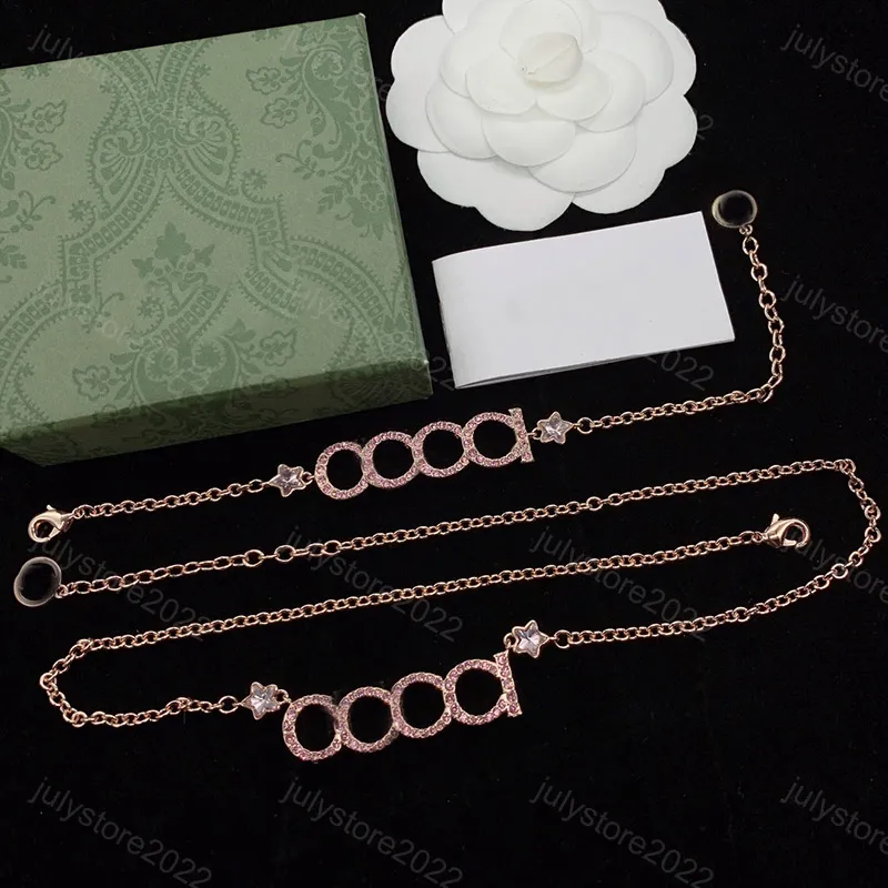 Fashion Luxury Classic Letter Necklace Bracelets Designer Rose Gold Necklaces Chain Link Bracelet Jewelry Set Girl Women Wedding Birthday Bangle with Box