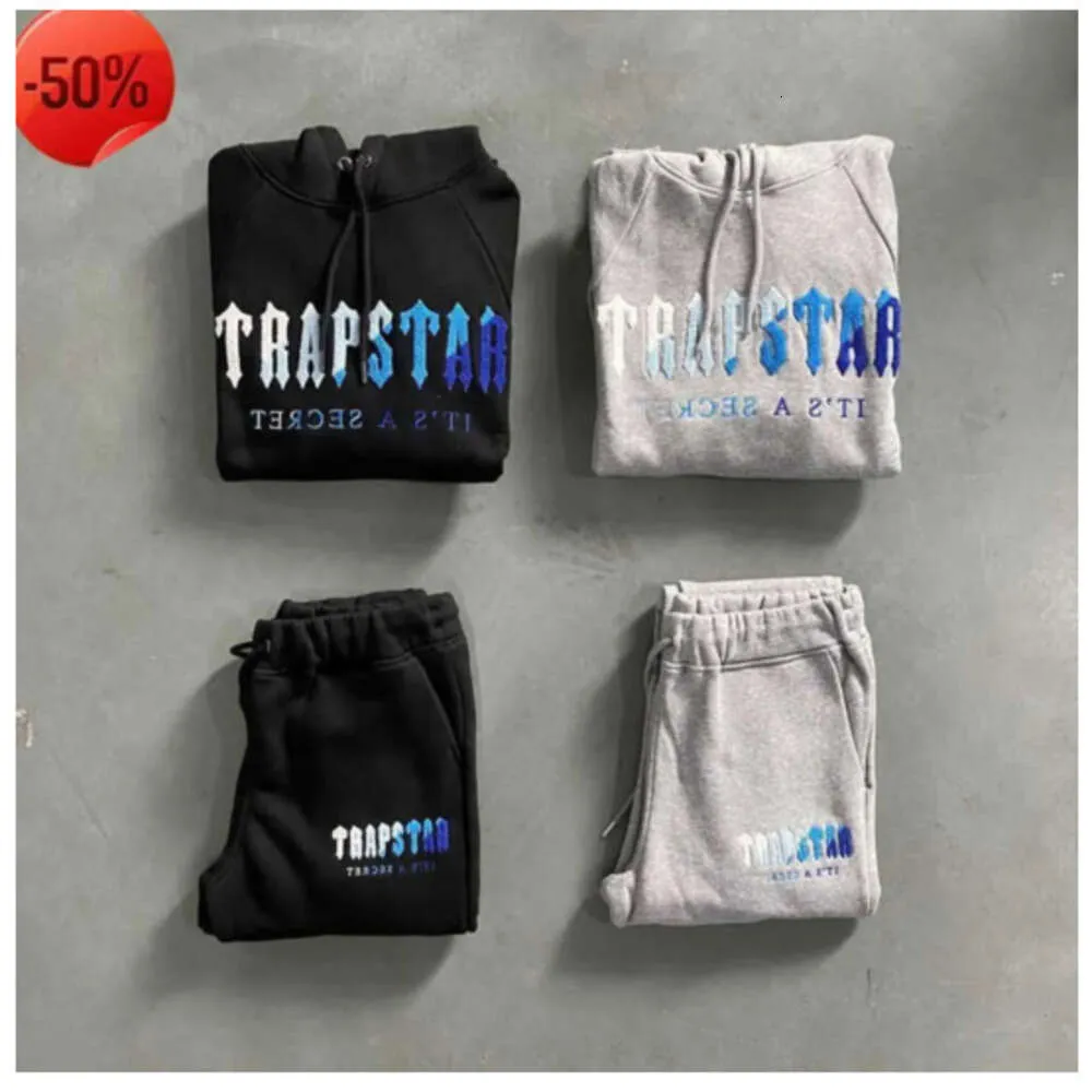 Homens Tracksuits 2024 Homens Designer Trapstar Activewear Hoodie Chenille Set Sabores de Gelo 2.0 Edição 1To1 Top Quality Bordado Moda