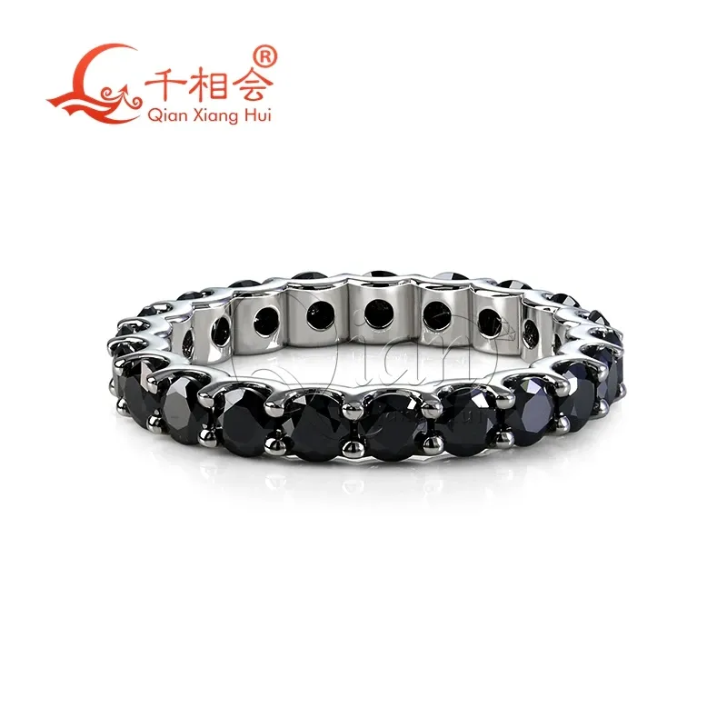 Rings 0.1ct 3mm black color round moissanite diamond ring s925 silver Eternity Band jewelry Engagement Ladies men