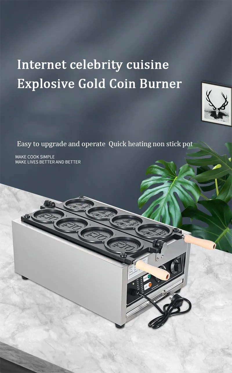 ☆ DHgate 추천 핫 아이템: 전기 컨버터 220 ~ 110 디지털 패턴 와플 머신 : 10 캐비티 코인 캐릭터 디자인, 홈  키친을위한 소형 치즈 스콘 메이커