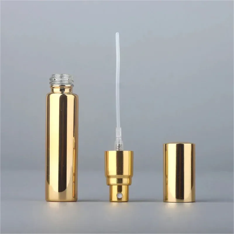 10ML UV Plating Atomizer Mini Refillable Portable Perfume Bottle Spray Bottles Sample Empty Containers Gold Silver Black Color