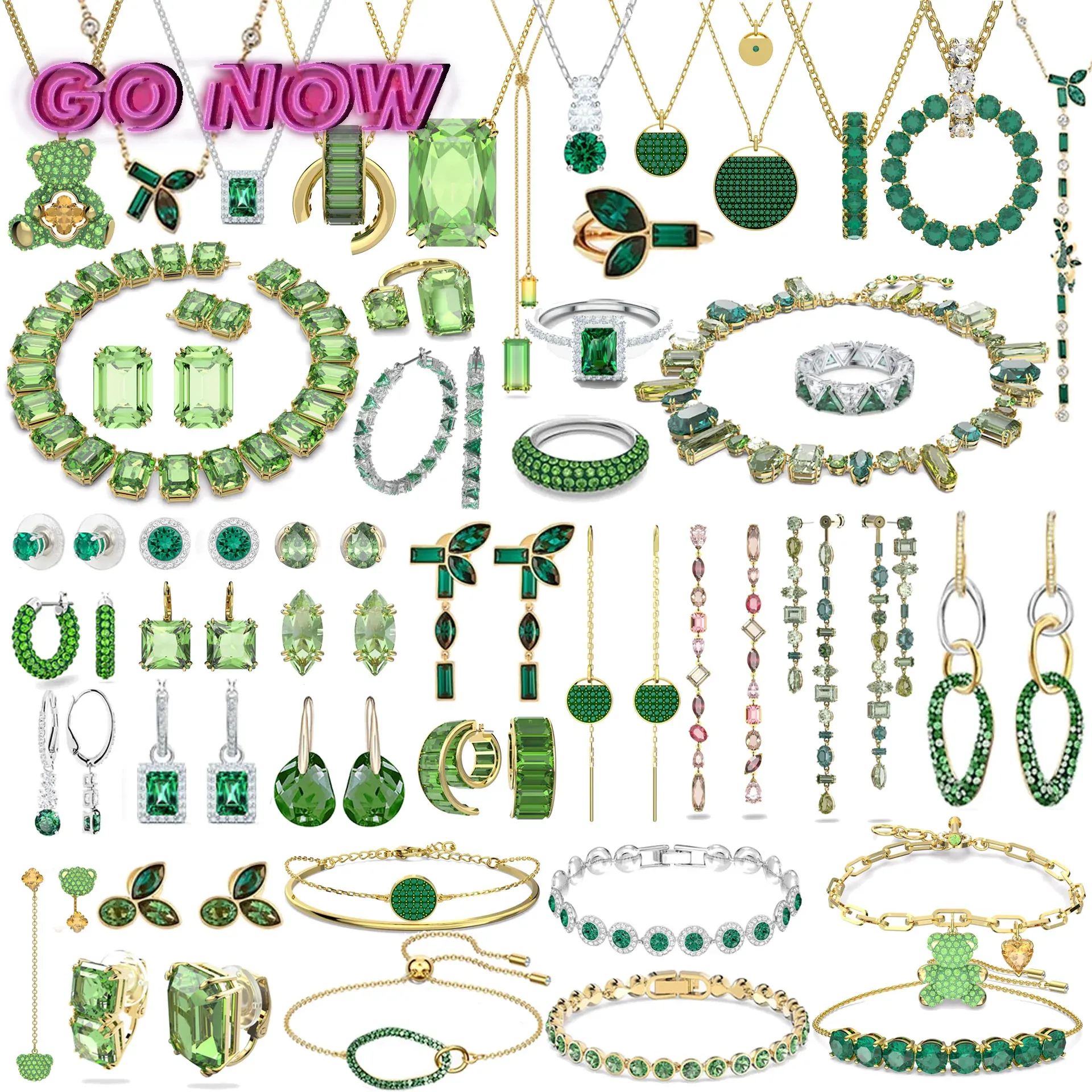 Uppsättningar 2024 Högkvalitativa Österrike Green Crystal Series Kvinnor unika charmhalsband örhängen armband smycken set gratis frakt