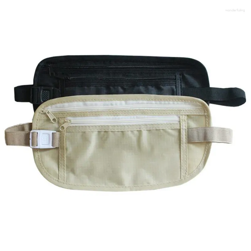 Sacs de taille 2024 Packs de voyage invisibles Pochette pour passeport Sac de ceinture d'argent Portefeuille de sécurité caché Casual Hommes Femmes