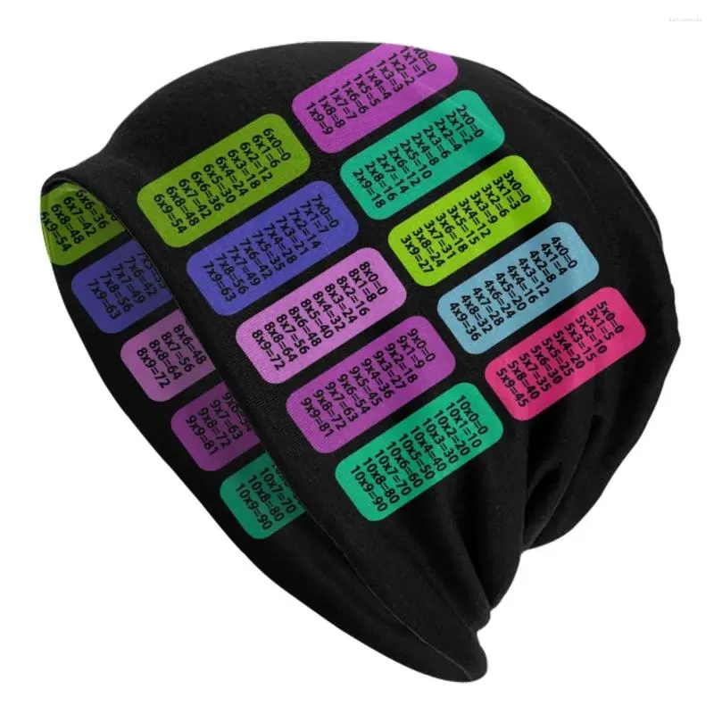 Berets Tabela de Multiplicação Skullies Beanies Caps Homens Mulheres Unisex Ao Ar Livre Inverno Quente Chapéu De Malha Adulto Sistema Algébrico Bonnet Chapéus