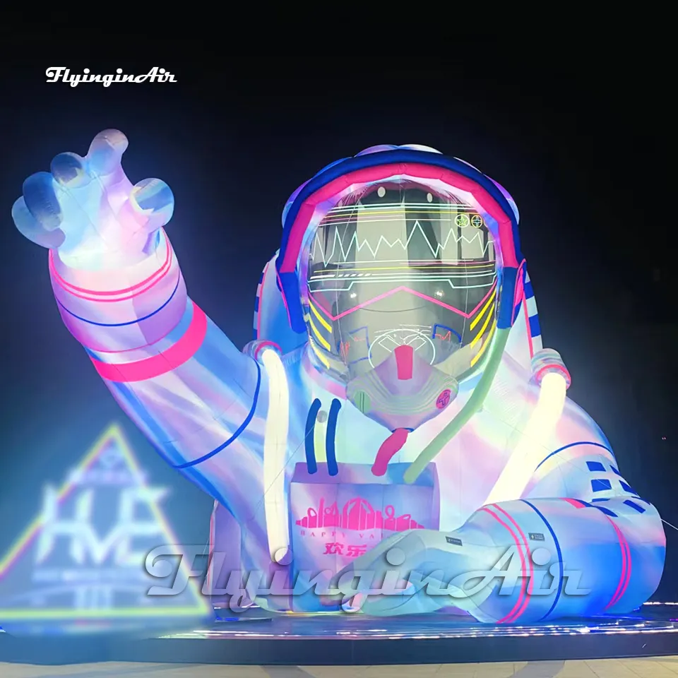 wholesale Grandes décorations de scène de carnaval d'astronaute gonflable à LED 6 m éclairage figure modèle air sauter demi-longueur spaceman pour l'événement