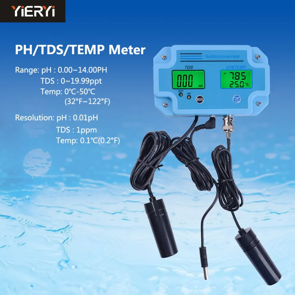 Partihandel Yieryi Digital pH -testtemperatur TDS 3 I 1 Multi Parameter Vattenkvalitet Analysator Vattenmätare Tester Tool ZZ