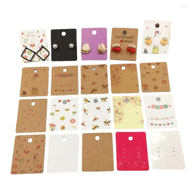 Jewelry Pouches 50Pcs 5x4cm White Brown Earring Card Holder For Stud Earrings Display Cardboard Small Business Packaging Material