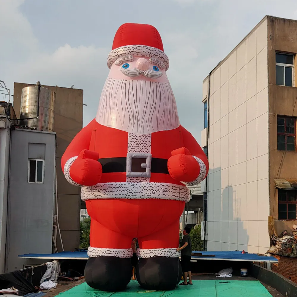 10mh (33 pieds) avec un ballon géant gonflable du Père Noël avec barbe grise pour décoration publicitaire interactive événements en plein air