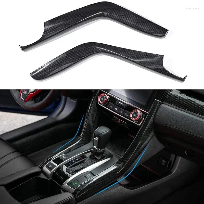 Interiörstillbehör för Honda Civic 10th Gen Carbon Fiber Center Console Gear Panel Trims Decals 2024