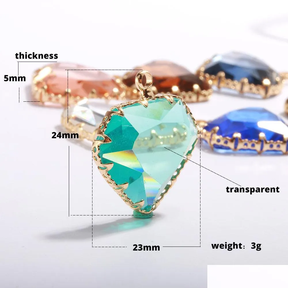 Charmes Nouveauté Mélange Couleurs Bricolage Coeur Cristal À Facettes Dangles Charmes Pour Collier Bracelet Transparent Verre Pendentifs Jewe Dhgarden Dh5Xt