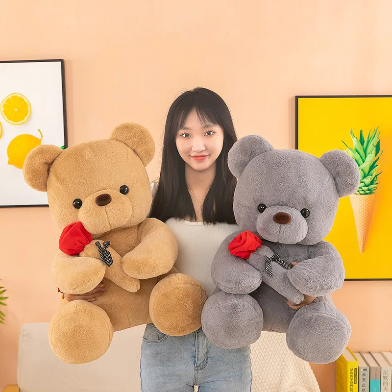 Wholesale cute rose bear plush toys Valentine's Day gift room decoration