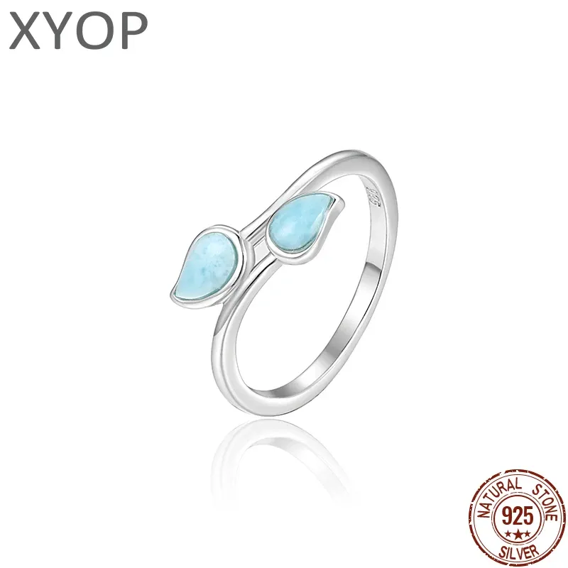 Bagues diamant en argent Sterling 925, pierre naturelle Larimar, Design carré, classique, Simple, femme, mariage, amour, bijoux de rencontre