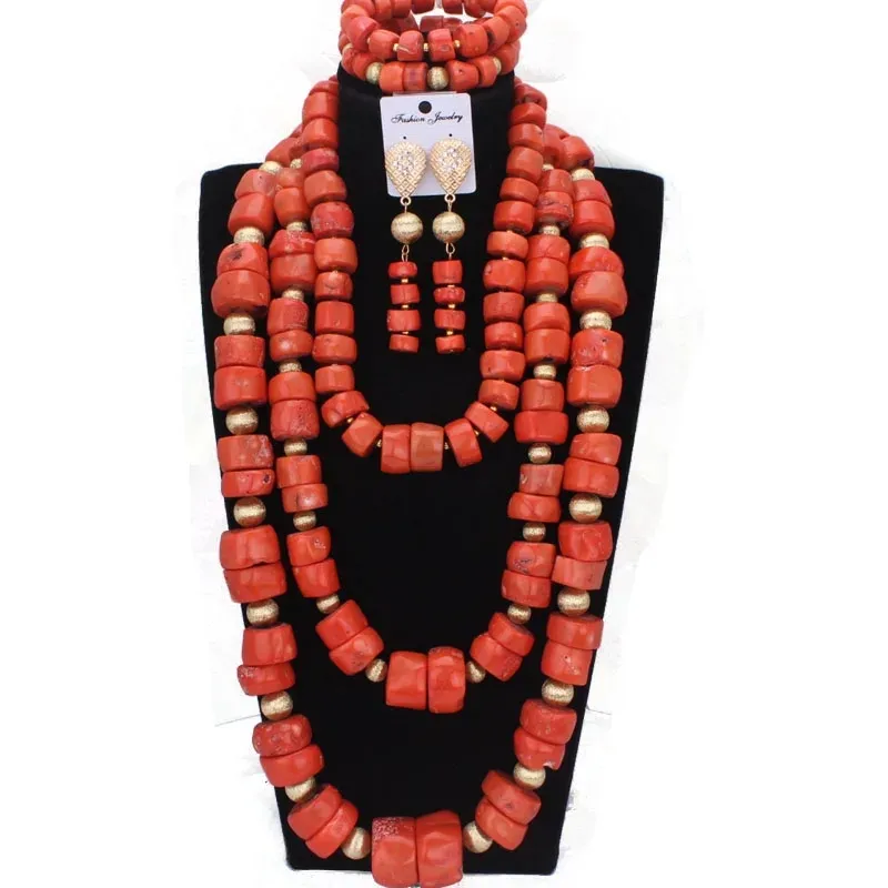 Dudo – ensemble de bijoux en corail africain pour femmes, grand Design, collier de perles nigérianes, ensemble de mariée 3 couches, 2024