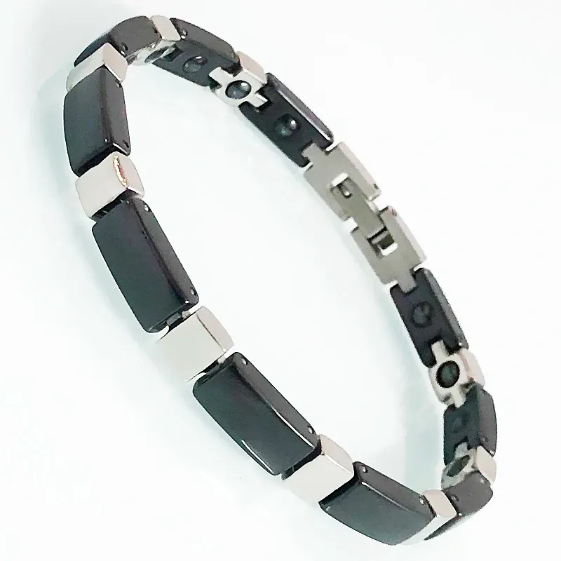 Armbanden Witte keramische damesgezondheidszorg Magnetische kettingarmbanden Zwarte keramische roestvrijstalen polsarmbanden voor vrouwen Vrouwelijke sieraden