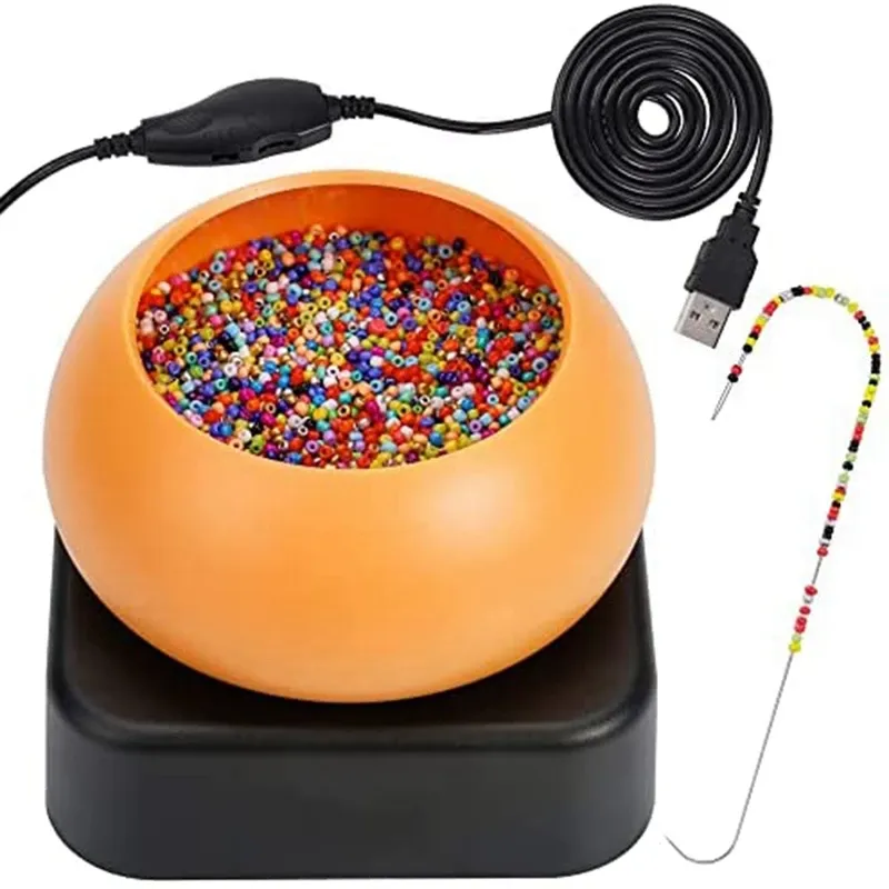 Equipments Electric Beading Spinner, Adjustable Speed Bead Loader, Bead Loader Bowl With Electric Base, Needles For DIY Jewelry