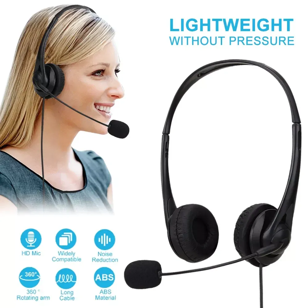 USB Wired Headset With Noise Cancelling Microphone For Computer Hewlett