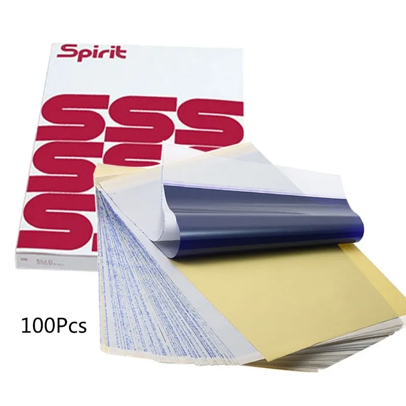 Puns 100 feuilles de tatouage Paper de transfert A4 Signification thermique Carbon Copieur Spirit Spirit Scrunch Carbon