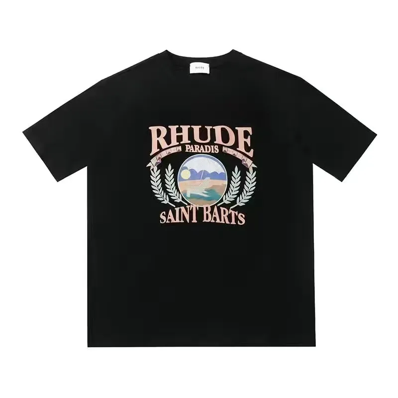 Designer T -shirt Zomervlag McRoschaal SS Rhude Street Palms Print lente en zomer hiphop rhude implementatie van de strandheren
