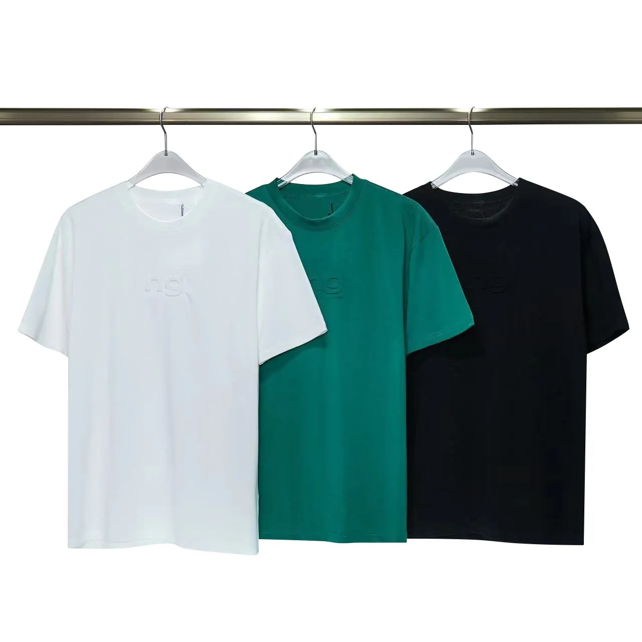 Designer-T-Shirts für Herren, Rundhalsausschnitt, 3D-Buchstabenprägung, kurzärmeliges T-Shirt, dreifarbig